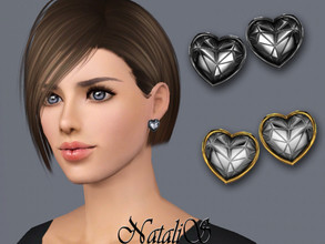 Sims 3 — NataliS TS3 Shine metal heart stud earrings by Natalis — Shine metal heart stud earrings. FT-FA-FE 
