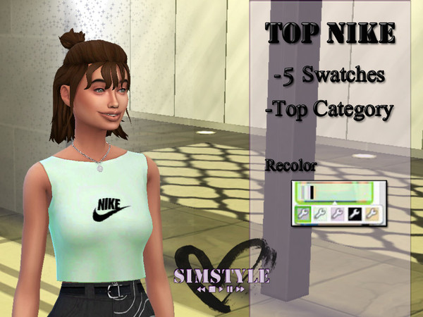 Sims 4 — SimStyle top nike by SimStylee — Created for: The Sims 4 Creator Terms of Use Nike top, for everyday or for