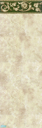 Sims 2 — The Royal Walls - BeigeGreen by gummypeaches — A Beige wall with a Green Border.