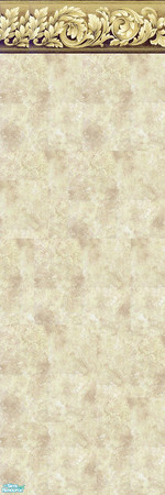 Sims 2 — The Royal Walls - BeigeGold by gummypeaches — A Beige wall with a golden border.