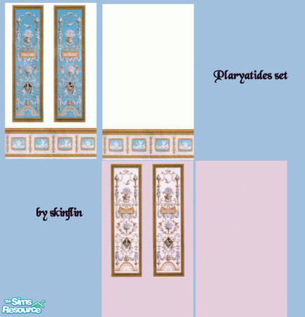 Sims 2 — Plaryatides set by skinflin — triope walls in pink and blue