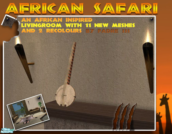 Sims 2 — African Safari - Kora African Guitar by Padre — An African inspired livingroom in earthy tones and natural