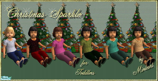 Sims 2 — Christmas Sparkle for Toddlers by minicart — A set of six sparkly outfits for your toddler for the holiday