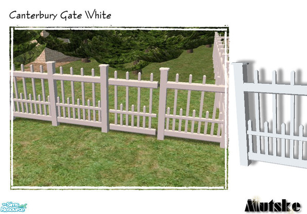 Sims 2 — Canterbury Recolors - Gate White by Mutske — In white paint. Please download the original mesh to use this in