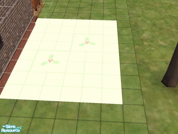 Sims 2 — Festive Holly Tile Floor Set by Velly_0_Belly — Green base tile with holly tile inlay. Use together for festive