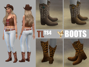 Sims 4 — Furry Western Boots (SV needed) by TitusLinde — Five different furry Western Boots for the Ladies and the