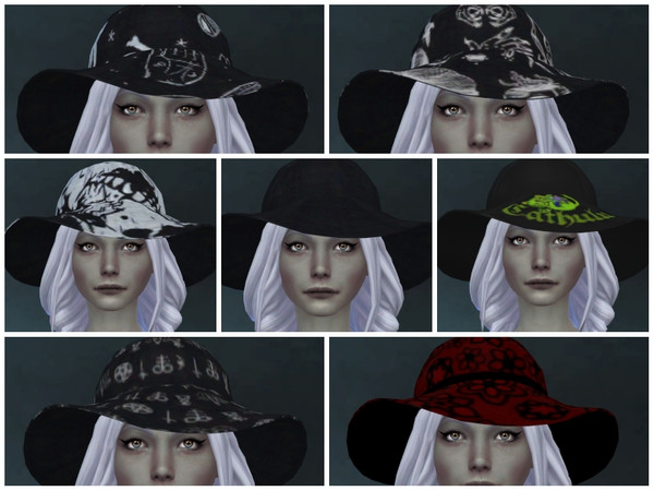 Sims 4 — dark summer hat by minesims93 — Hat with 7 swatches Custom thumbnail Teen to elder