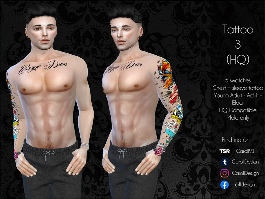 Image is about Sims 4 Sleeve Tattoos Cc.