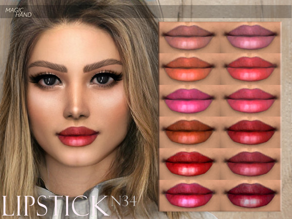 Sims 4 — [MH] Lipstick N34 by MagicHand — --18 available colors-- --Compatible with HQ settings-- --CAS thumbnail--