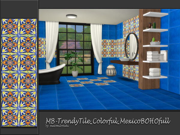 Sims 4 — MB-TrendyTile_Colorful_MexicoBOHOfull by matomibotaki — MB-TrendyTile_Colorful_MexicoBOHOfull, a bright and
