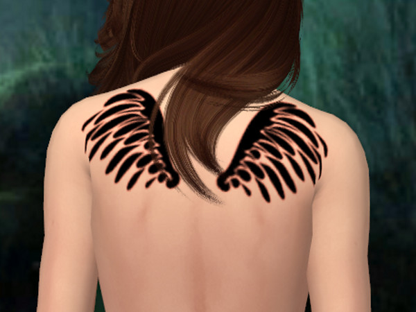 Sims 4 — Cai Simple Wings Tattoo by Caipy_Inkstain — Couldn't find any small simple wing tattoo's so I made my own!