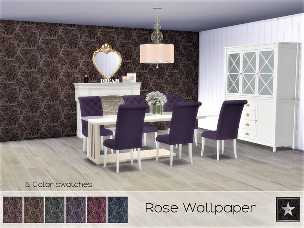 Sims 4 — Rose Wallpaper  by theeaax — Rose wallpaper Comes in 6 Color Swatches Making the room more cozy and romantic