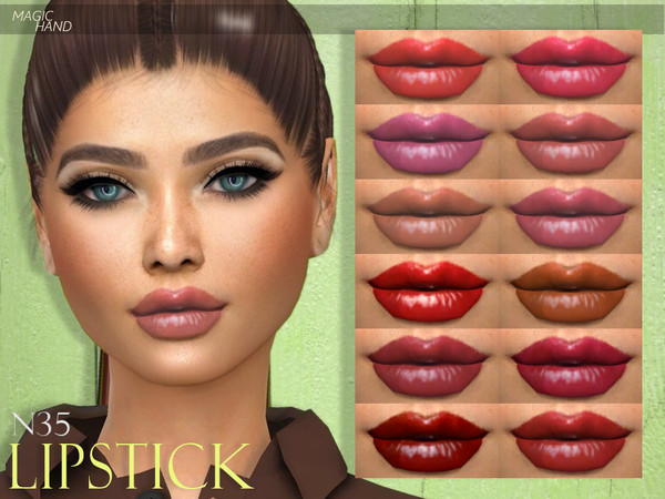 Sims 4 — [MH] Lipstick N35 by MagicHand — --20 available colors-- --Compatible with HQ settings-- --CAS thumbnail--