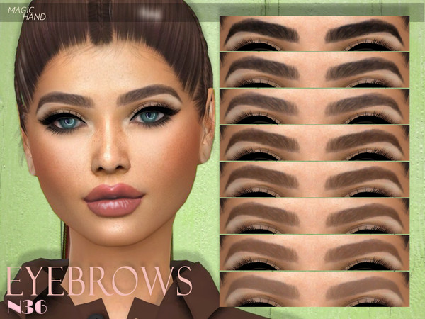Sims 4 — [MH] Eyebrows N36 by MagicHand — --12 available colors-- --Compatible with HQ settings-- --CAS thumbnail--
