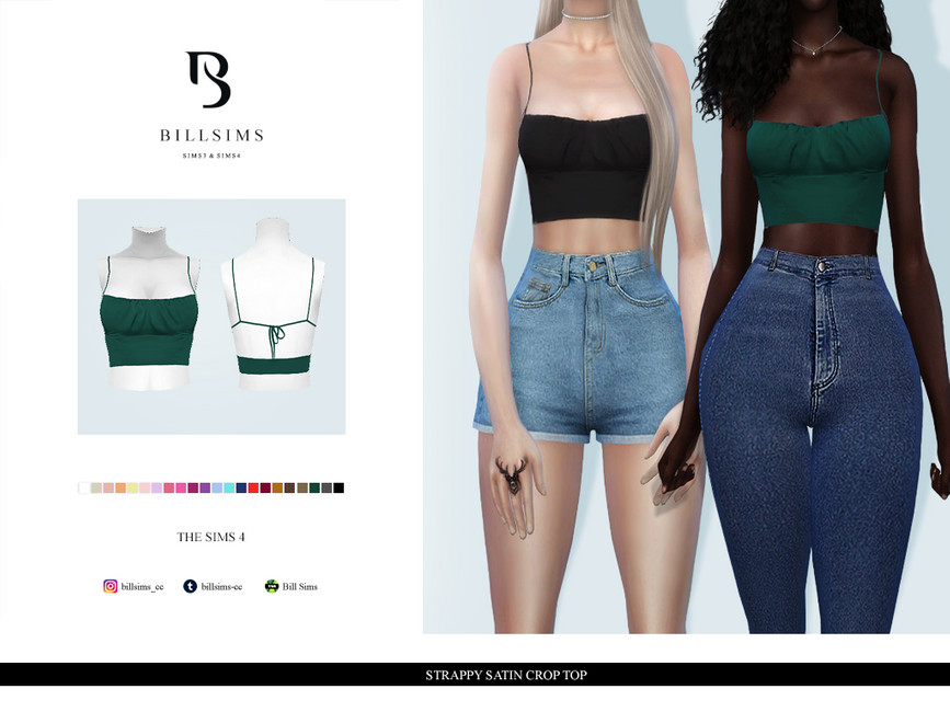 The Sims Resource - Strappy Satin Crop Top