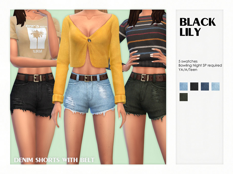 The Sims Resource Denim Shorts With Belt