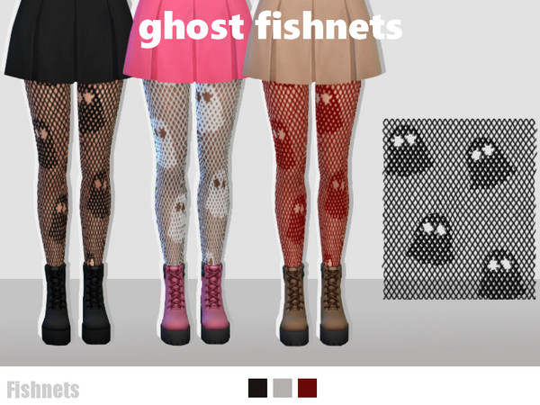 Sims 4 — Ghost Fishnets by EvaDotG — ~3 swatches: Black, Red and White.