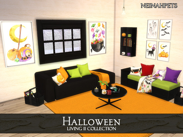 Sims 4 — Halloween Living II {Mesh Required} by neinahpets — A Halloween 15 piece living collection suite featuring: 2