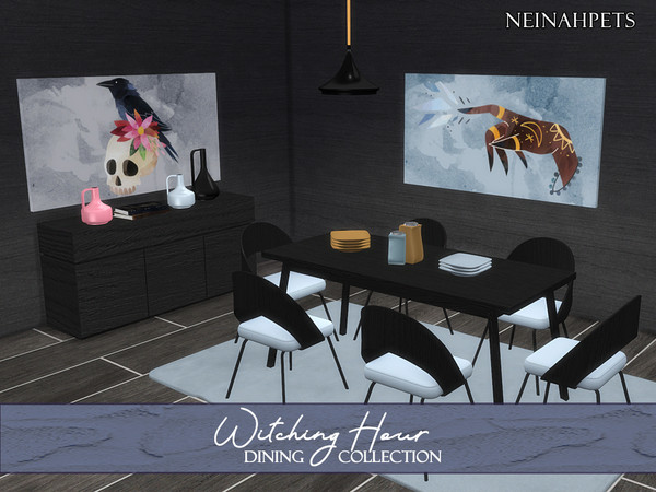 Sims 4 — Witching Hour Dining {Mesh Required} by neinahpets — A mystical Halloween dining room collection. Set Includes: