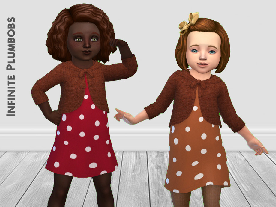 The Sims Resource - IP Toddler Autumn Cardi Polka Dress - Toddler Stuff