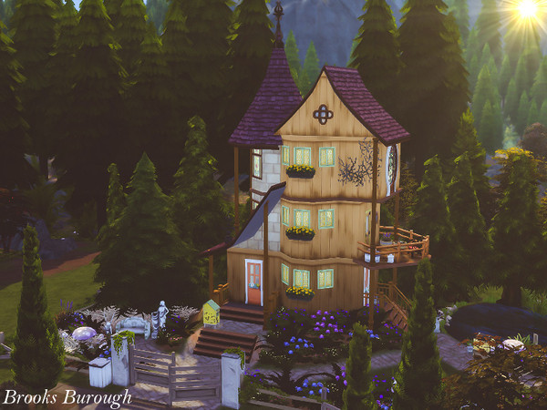 Sims 4 — Brooks Burough by SimsZie98 — A one bedroom, one bathroom off-the-grid home. Features three stories, a
