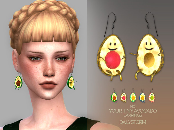 Sims 4 — Your Tiny Avocado by DailyStorm — Earrings with the avocado couple. Available in 5 different colors - new mesh -