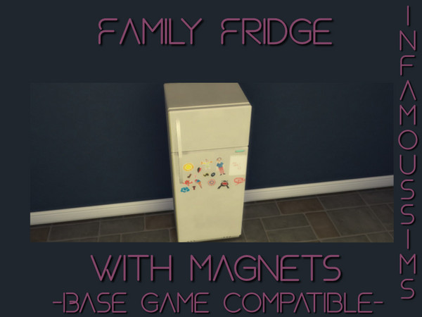 Sims 4 — Family Fridge by INFAMOUSSIMS18 — -Base Game Compatible Has cute Magnets on it