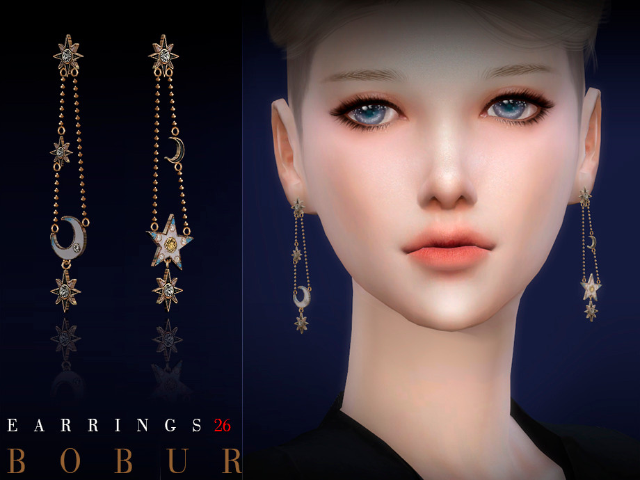 Sims 4 - Bobur Earrings 26 by Bobur2 - Earrings for female 3 colors HQ I ho...