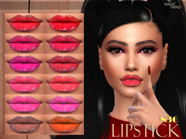 Sims 4 — [MH] Lipstick N36 by MagicHand — --12 available colors-- --Compatible with HQ settings-- --CAS thumbnail--