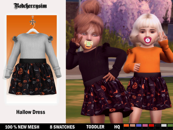 Sims 4 — Halloween Outfit Dress  by redcherrysim — 100 % new mesh comes with 8 swatches, is for toddlers and has maps.