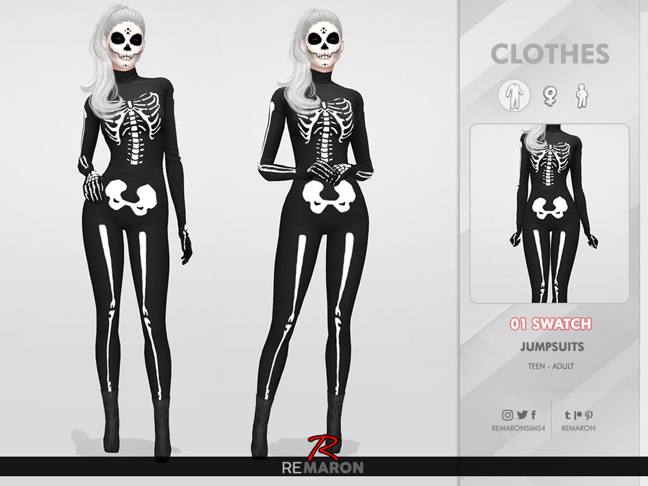 The Sims Resource Halloween Skull Costume 01