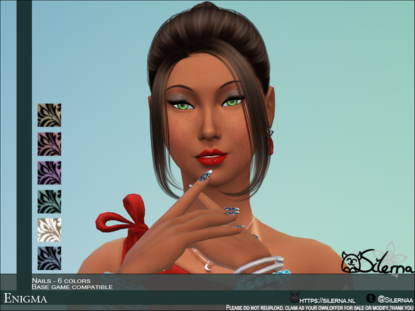 Sims 4 — Enigma by Silerna — Silhouette nail art for your female sims! Mesh by Lisaminicatsims was bugged and fixed by