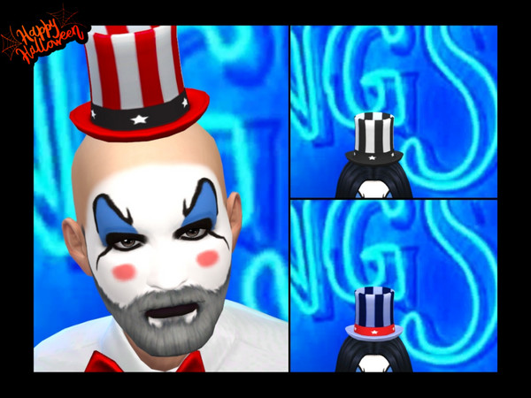 Sims 4 — Captain Spaulding hat by minesims93 — Halloween hat 3 swatches Female / male Teen to elder