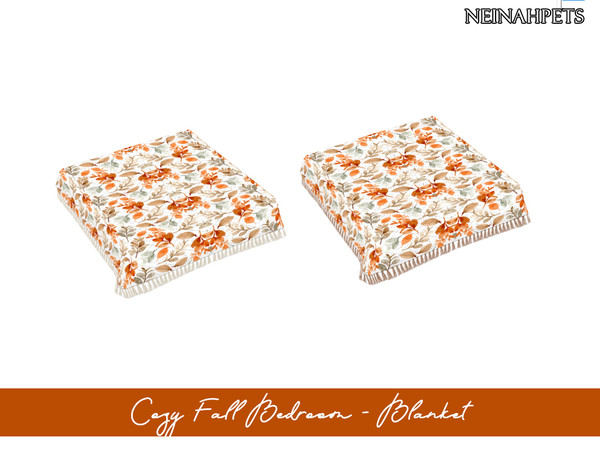 Sims 4 — Cozy Fall Bedroom - Blanket I {Mesh Required} by neinahpets — A textured soft blanket in a watercolor fall