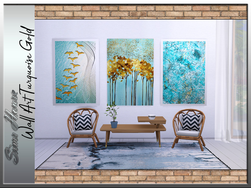 The Sims Resource - Wall Art Turquoise Gold