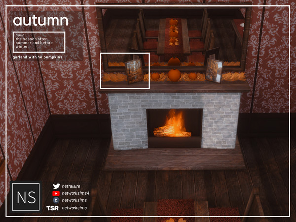 Sims 4 — Autumn Dining - Garland (No Pumpkins) - Networksims by networksims — A garland of autumn leaves with a slot for