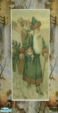 Sims 2 — Christmas Home - Painting by Riverwillows — A lovely living set, done in holiday greens and golds. Warm and