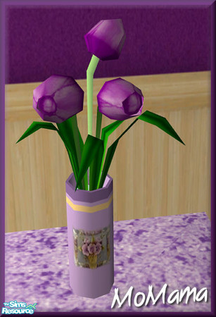 Sims 2 — NK Lavender Lucca - Flower Vase by MoMama — A flower vase in purple with a little decoration and bright purple