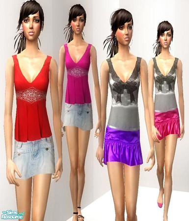 Sims 2 — Adult Set by pretty_baby — 4 outfits. No mesh needed. Top and skirt outfits. enjoy!!
