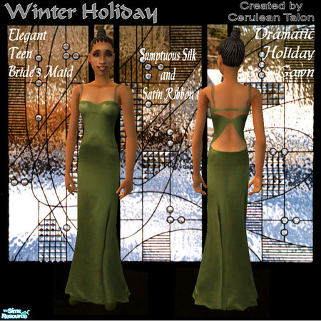 Sims 2 — Winter Holidays in Green - Teen by Cerulean Talon — Versatility can be found in this dynamic designer gown that