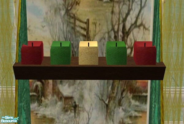 Sims 2 — Christmas Home - Candles by Riverwillows — A lovely living set, done in holiday greens and golds. Warm and cozy,