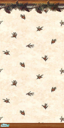 Sims 2 — am_winter_01 by Cruella — Evergreen and pinecones wallpaper. 