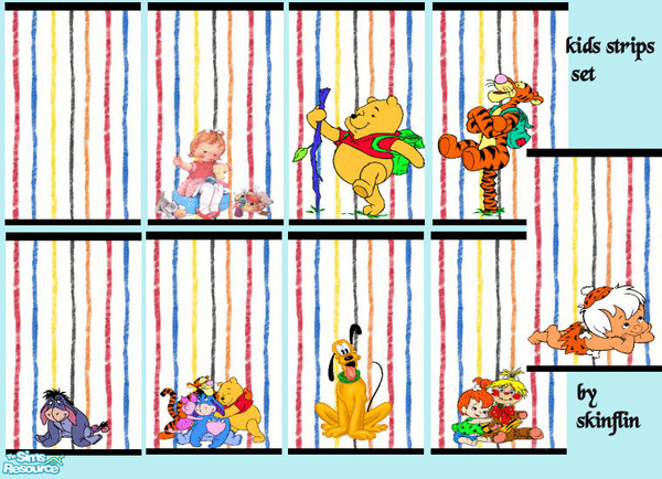 Sims 2 — kids stripes set by skinflin — something funky for the kids bedroom walls/play rooms. crayon drawn stripes and
