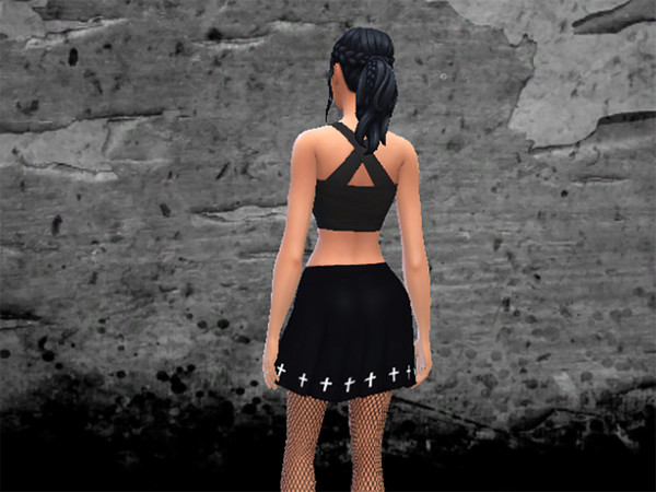 Sims 4 — Goth Pleated Skirt by Masshysteria1342 — Okay, hear me out. If you squint really hard and don't look too close,