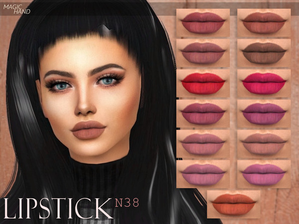 Sims 4 — [MH] Lipstick N38 by MagicHand — --18 available colors-- --Compatible with HQ settings-- --CAS thumbnail--