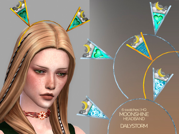 Sims 4 — MoonShine Headband by DailyStorm — MoonShine Headband. Available in 3 different patterns (each in 2 metal