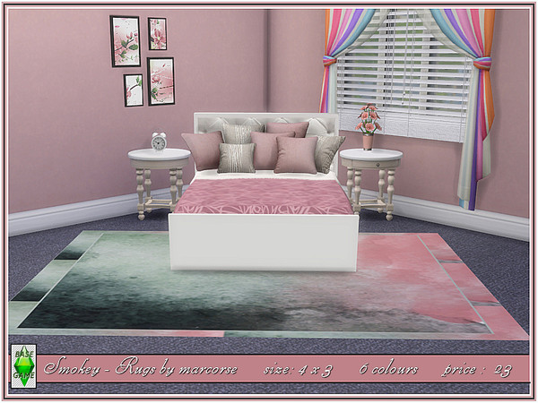 Sims 4 — Smokey - Rugs by marcorse by marcorse — 6 area rugs with an abstract, 'smokey' design. Size : 4 x 3. Price : 23.