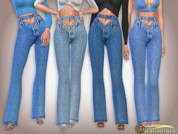 The Sims Resource - Double Waistband Micro-Flare Jeans