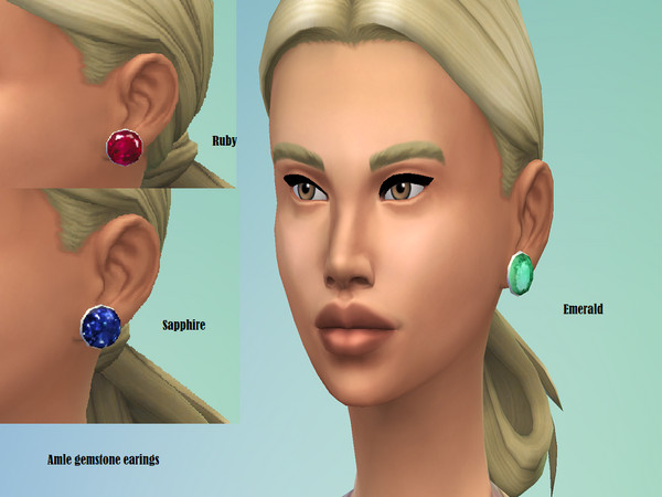 Sims 4 — GEMSTONE earings - Ruby, Emerald and Sapphire by amlethesims — Enjoy in Amle GEMSTONE earings. 3 swatches : red