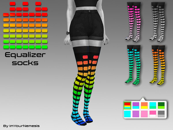 Sims 4 — Equalizer techno socks by ImYourNemesis — colorful music tights